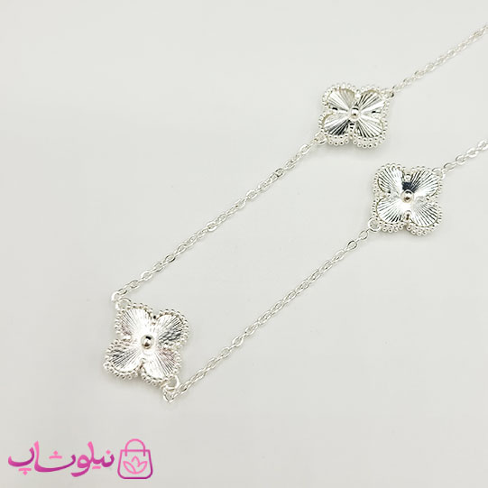 گردنبند زنانه ونکلیف فول آبکاری نقره تراشدار کیفیت مستر کد 900