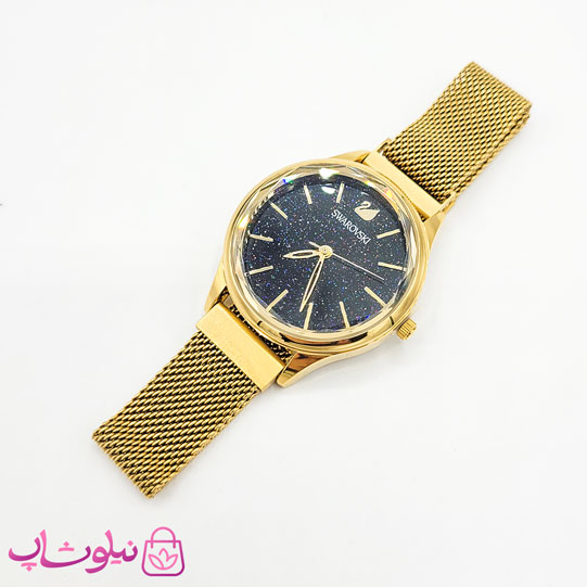 ساعت مچی سواروسکی زنانه موتور ژاپن مدل طلایی مشکی کیفیت مستر کد 1800
