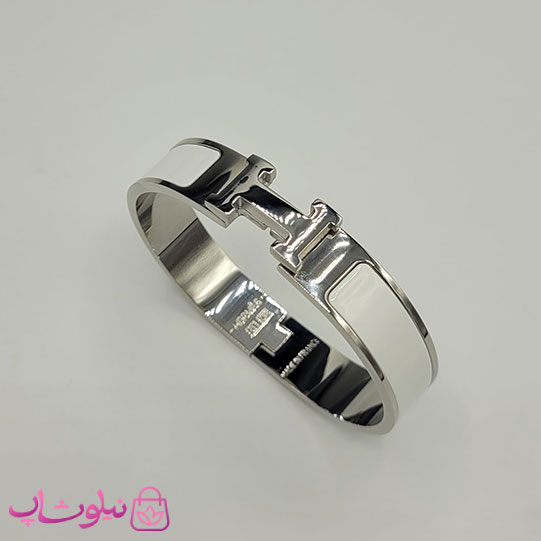 دستبند زنانه هرمس سفید نقره ای استیل قفل اورجینال کد 1250
