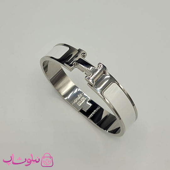 دستبند زنانه هرمس سفید نقره ای استیل قفل اورجینال کد 1250