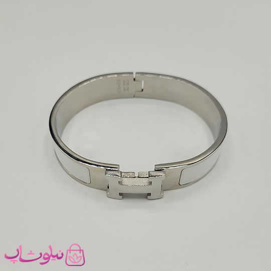 دستبند زنانه هرمس سفید نقره ای استیل قفل اورجینال کد 1250