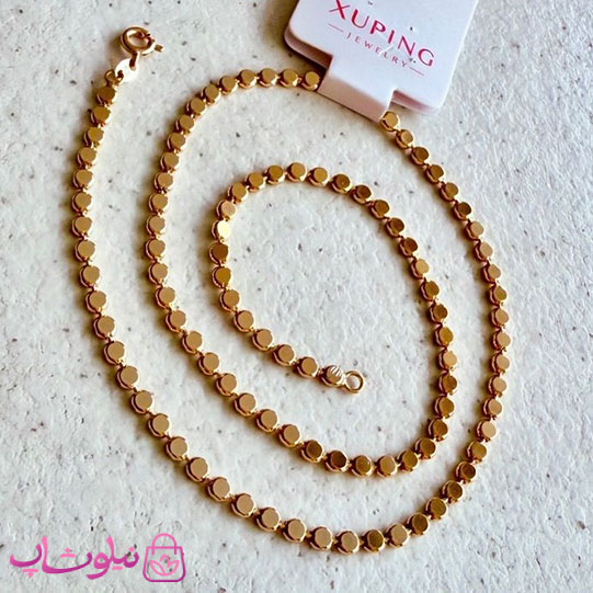 زنجیر زنانه ژوپینگ مدل دایره های تخت (پولکی) طول 45 سانت 3 میل کد 8991