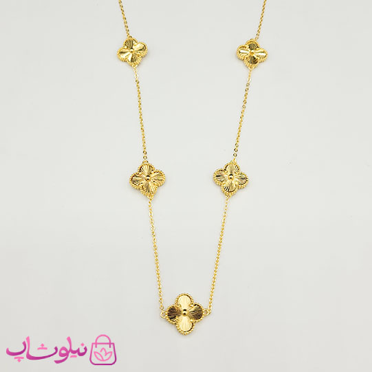 گردنبند زنانه ونکلیف طلایی آبکاری طلا تراشدار کیفیت مستر کد 900