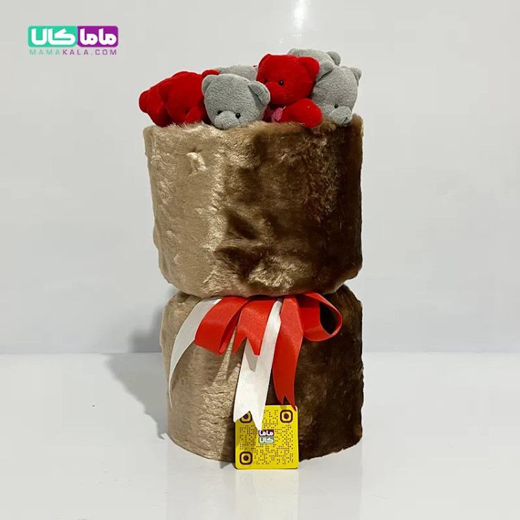 بوکت دسته گل برنزی عروسک خرس تدی کد 09