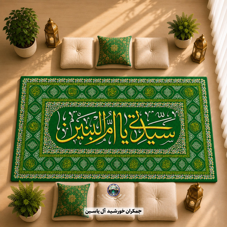 سفره ام البنین انتخاب رنگ و طرح دلخواه با تخفیف ویژه سفره صلوات سفره حضرت رقیه 1متری 2متری 3متری
