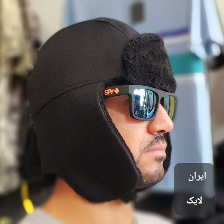 کلاه خلبانی خزدار زمستانی کلاه شکاری مشکی کلاه خلبانی مشکی