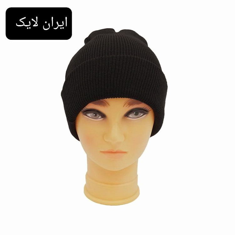 کلاه مشکی بافت مردانه فری سایز سبک راحت گرم کلاه بافت ساده مشکی بوستون