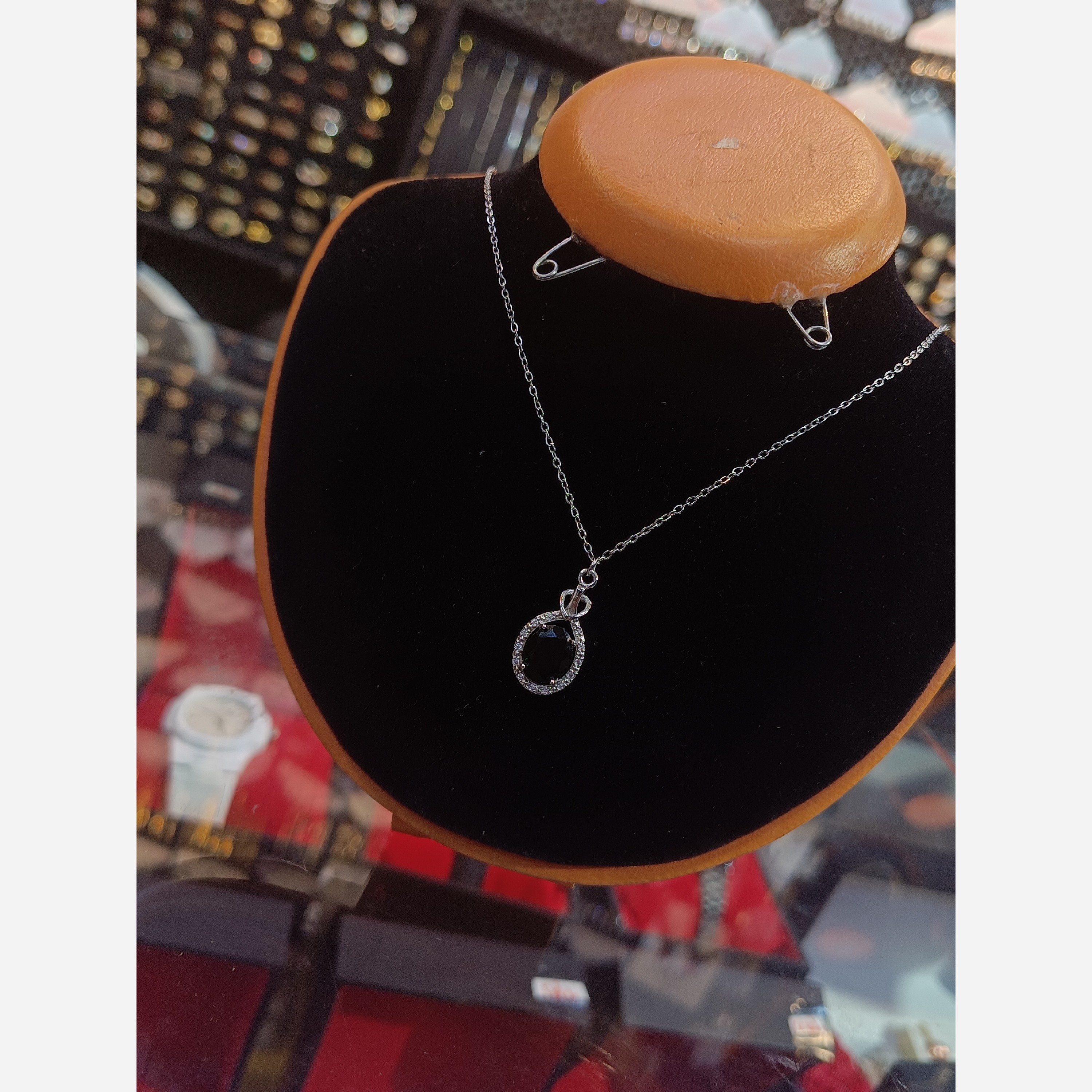 گردنبند ژوپینگ نگین سبز و ابی6227