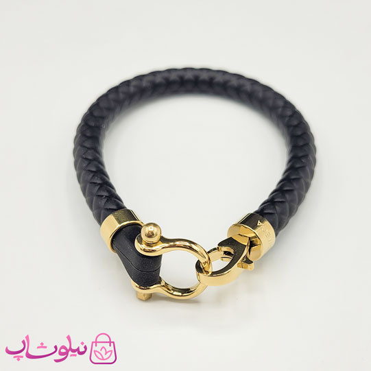 دستبند امگا رابر مشکی با قفل طلایی سایز لارج کیفیت مستر کد 1200