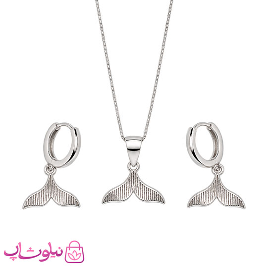 نیم ست زنانه نقره ظریف وارداتی عیار 925 مدل دم وال دورو وزن 4 گرم کد 4400