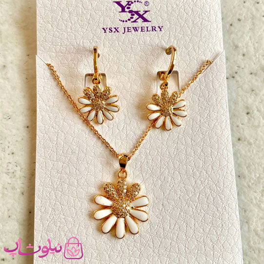 نیم ست دخترانه YSX طرح بابونه طلایی سفید کد 8991