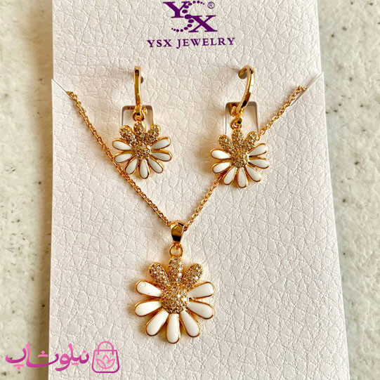 نیم ست دخترانه YSX طرح بابونه طلایی سفید کد 8991