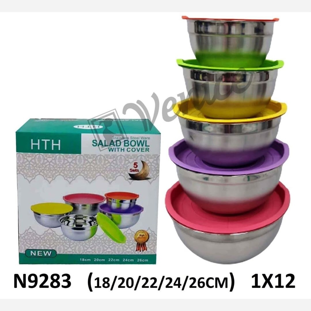 کاسه سالادی و غذا درب دار 5 تیکه اسثثستیل