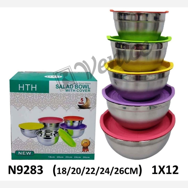 کاسه سالادی و غذا درب دار 5 تیکه اسثثستیل