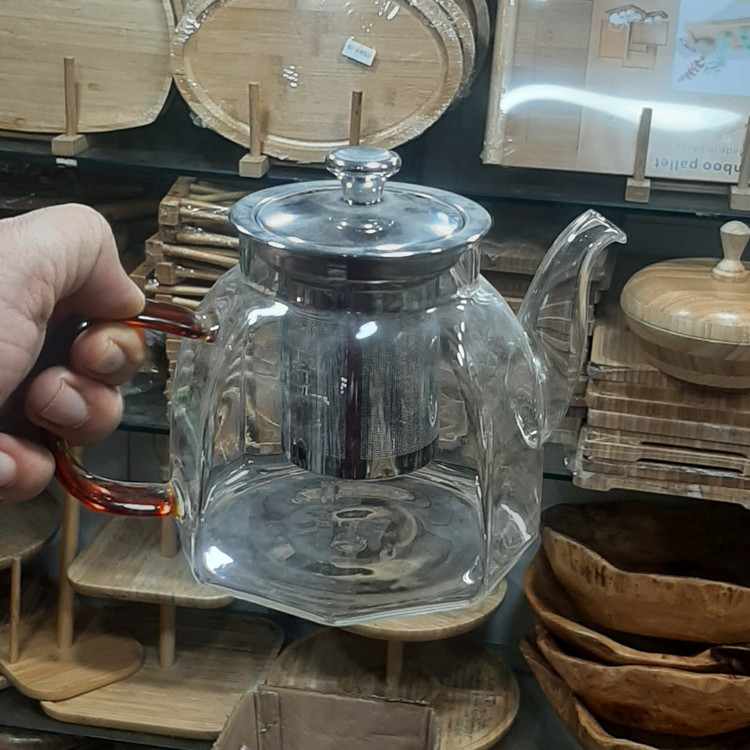 کتری پیرکس با وارمر و کفی بامبو مخصوص دمنوش و چای