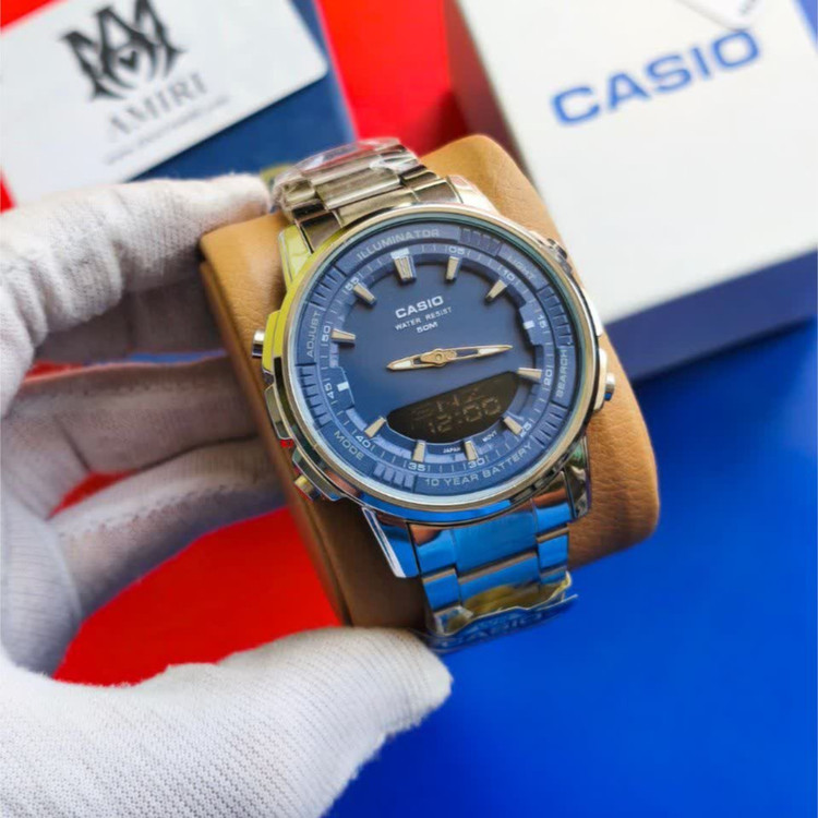 ساعت مچی عقربه ای و دیجیتال کاسیو CASIO صفحه آبی