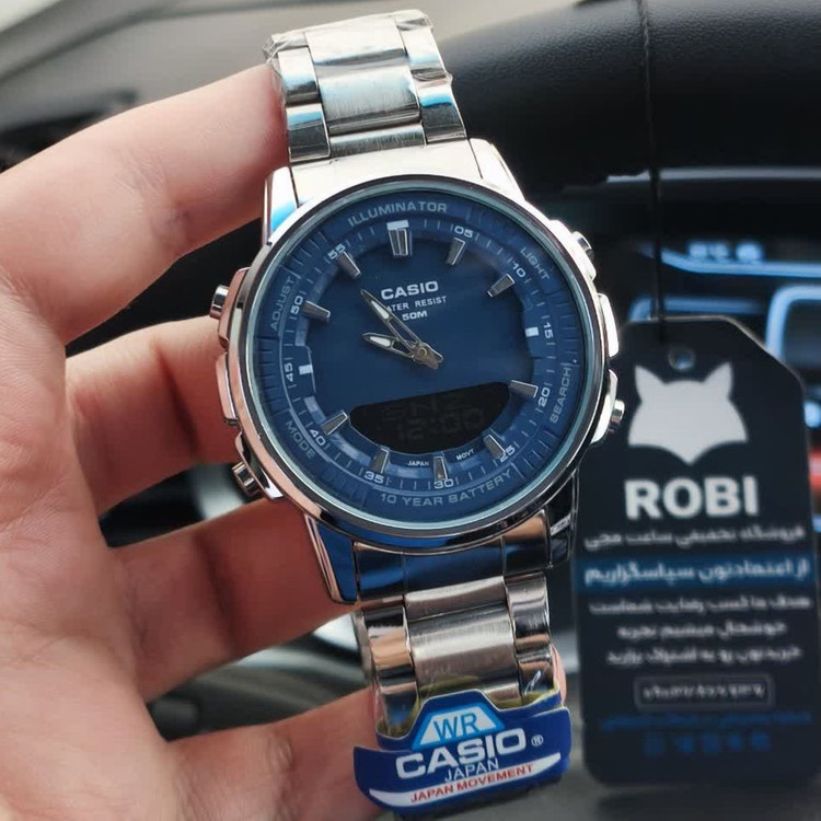 ساعت مچی عقربه ای و دیجیتال کاسیو CASIO صفحه آبی