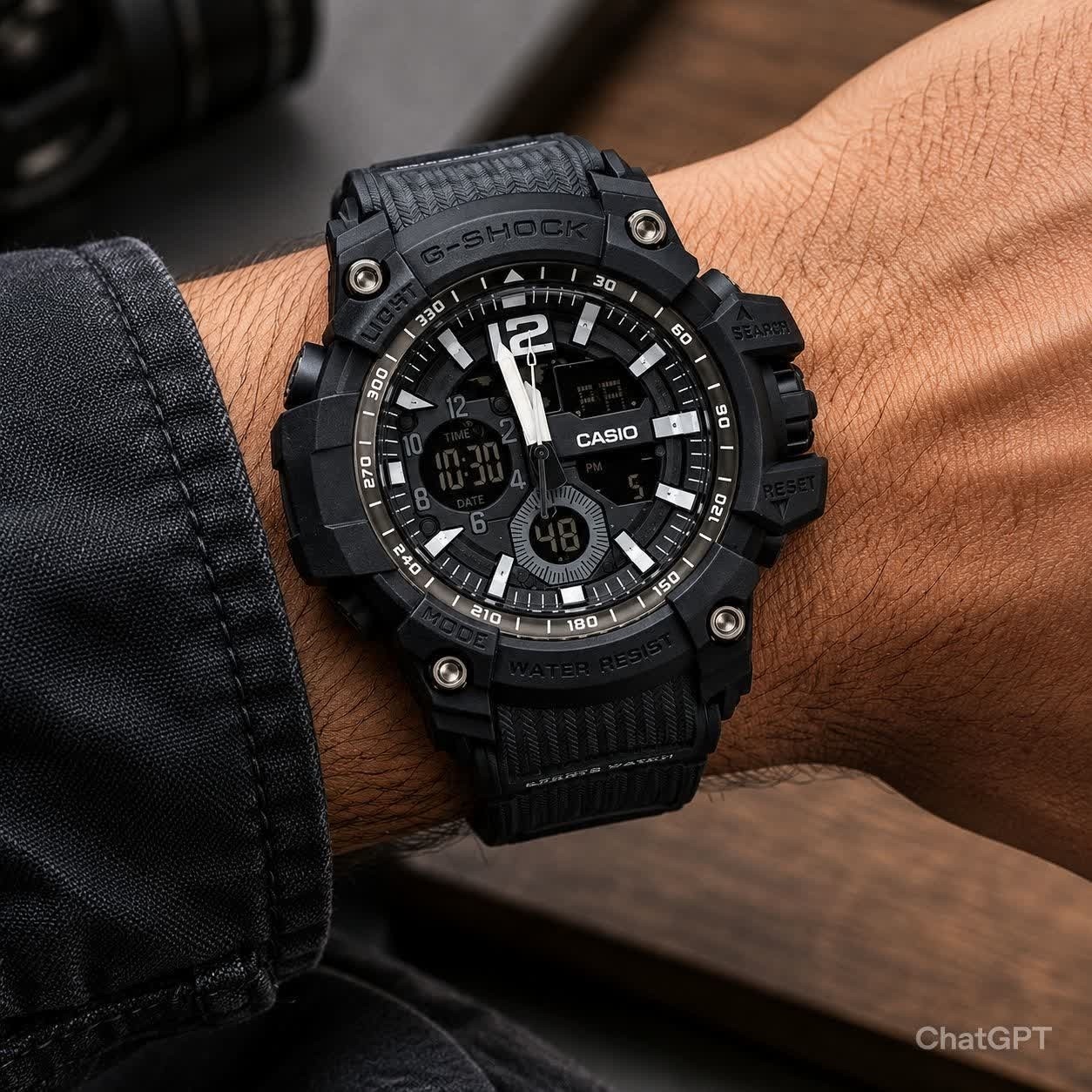 ساعت مچی مردانه عقربه ای و دیجیتال کاسیو جیشاک CASIO G-SHOOK مدل1 مشکی