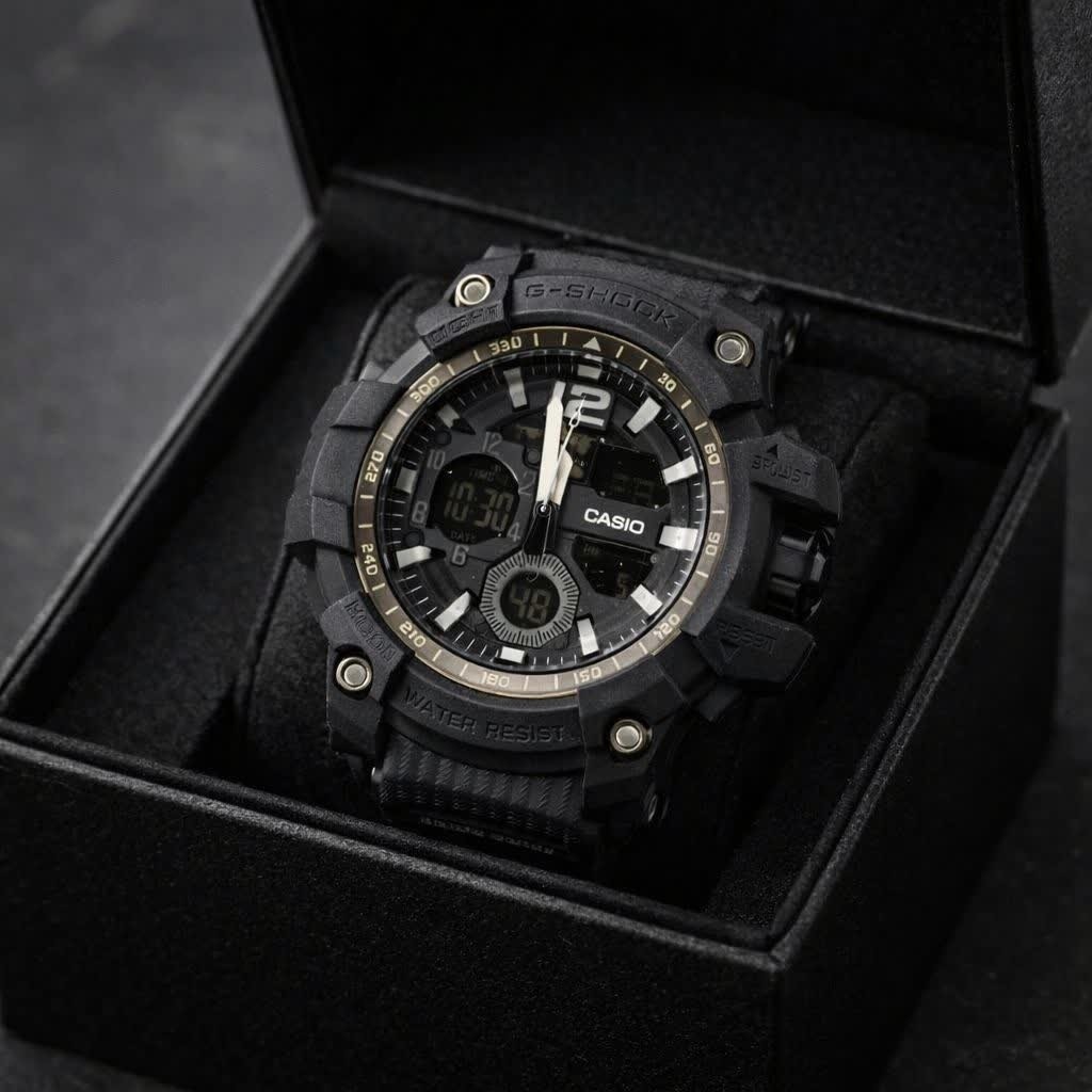 ساعت مچی مردانه عقربه ای و دیجیتال کاسیو جیشاک CASIO G-SHOOK مدل1 مشکی