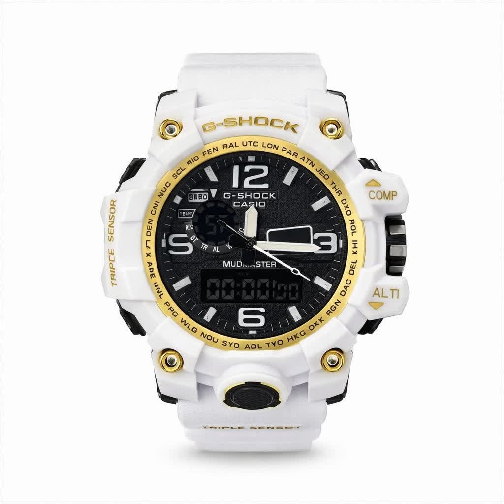 ساعت مچی مردانه عقربه ای و دیجیتال کاسیو جیشاک CASIO G-SHOOK مدل5 سفید