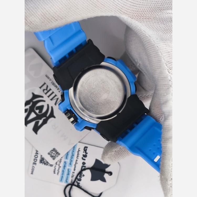 ساعت مچی مردانه عقربه ای و دیجیتال کاسیو جیشاک CASIO G-SHOOK مدل7 آبی کمرنگ