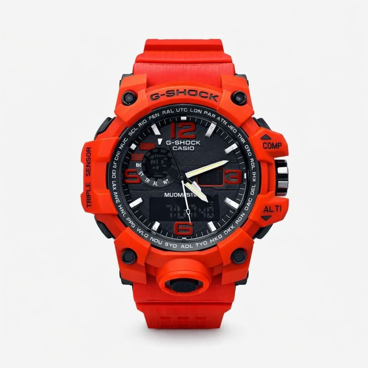 ساعت مچی مردانه عقربه ای و دیجیتال کاسیو جیشاک CASIO G-SHOOK مدل6 قرمز