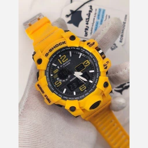 ساعت مچی مردانه عقربه ای و دیجیتال کاسیو جیشاک CASIO G-SHOOK مدل9 زرد
