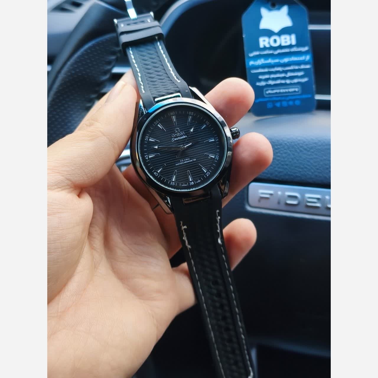 ساعت مچی عقربه ای مردانه اومگا OMEGA بند رابر مشکی