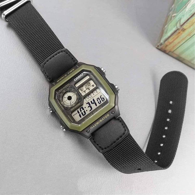 ساعت مچی مردانه کاسیو CASIO AE-1200WHB-1BV ساعت جهانی