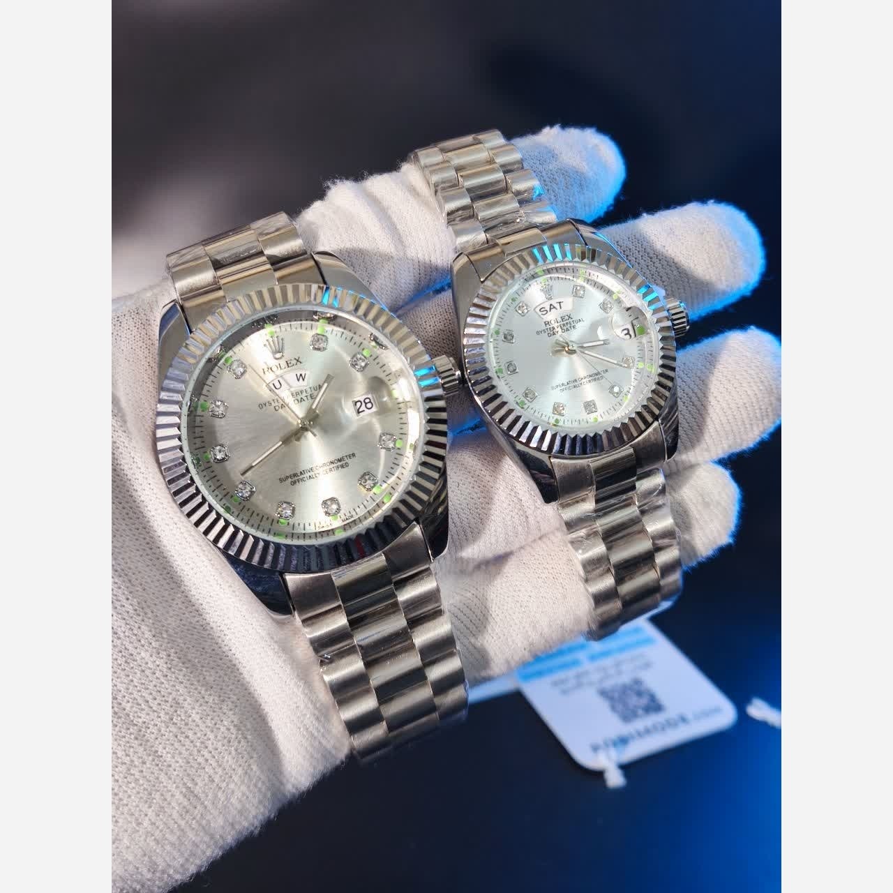 ساعت مچی زنانه رولکس ROLEX دو تقویمه فول مشکی