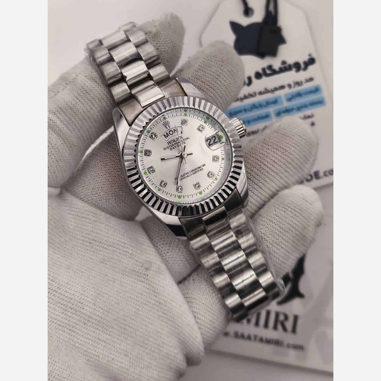 ساعت مچی زنانه رولکس ROLEX دو تقویمه فول مشکی