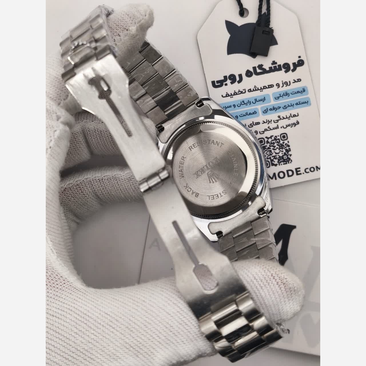 ساعت مچی مردانه رولکس ROLEX دو تقویمه نقره ای سفید