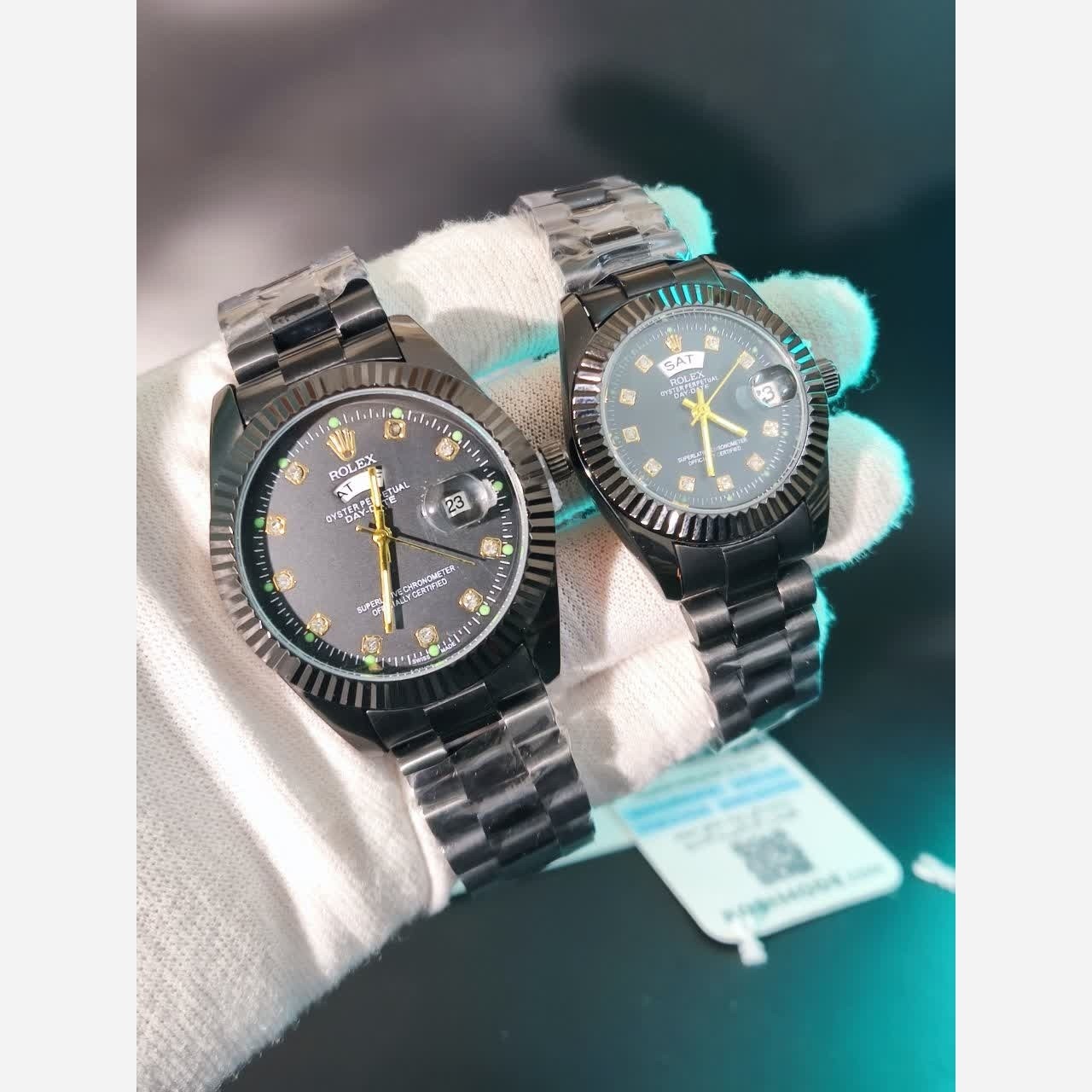ساعت مچی مردانه رولکس ROLEX دو تقویمه فول مشکی