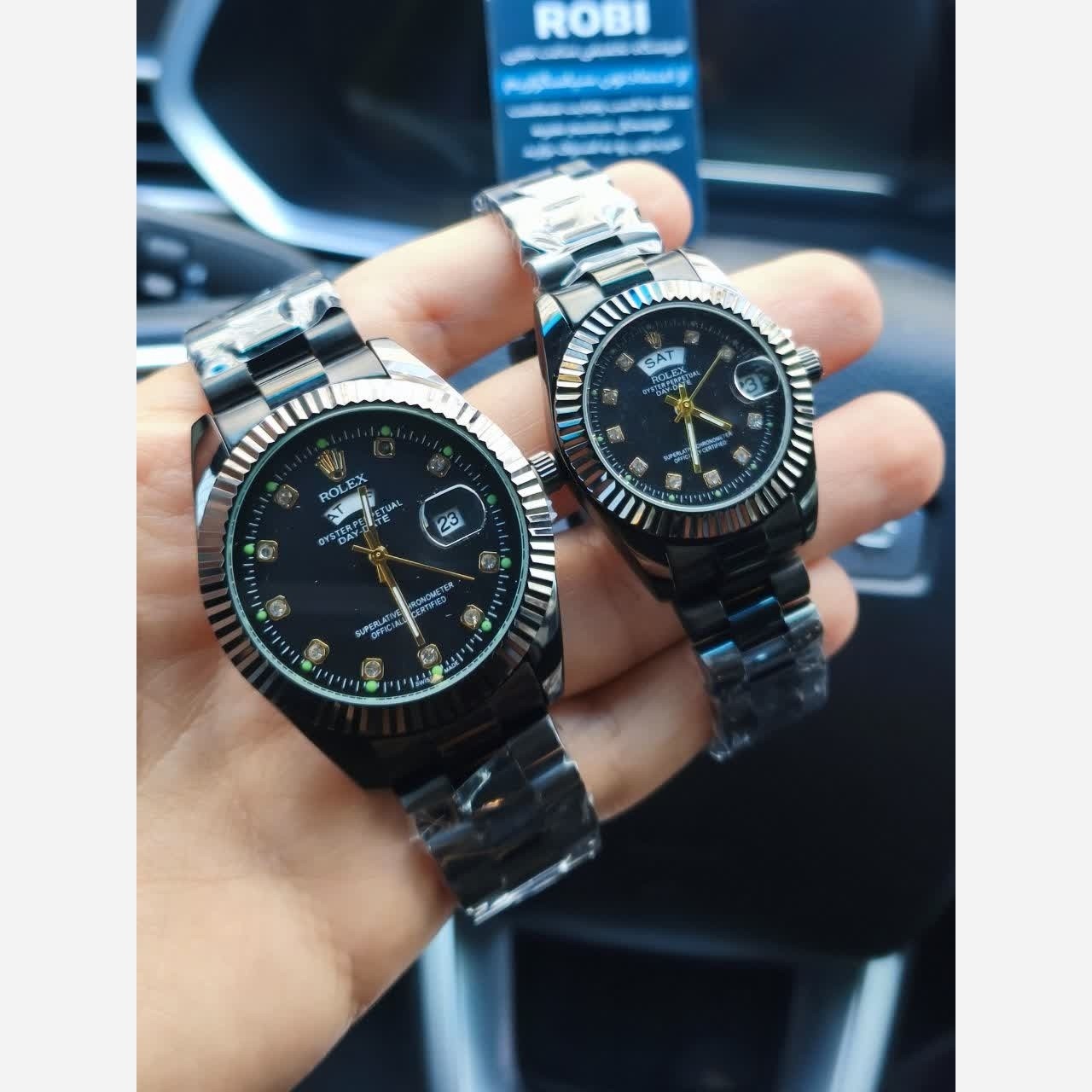 ساعت مچی مردانه رولکس ROLEX دو تقویمه فول مشکی