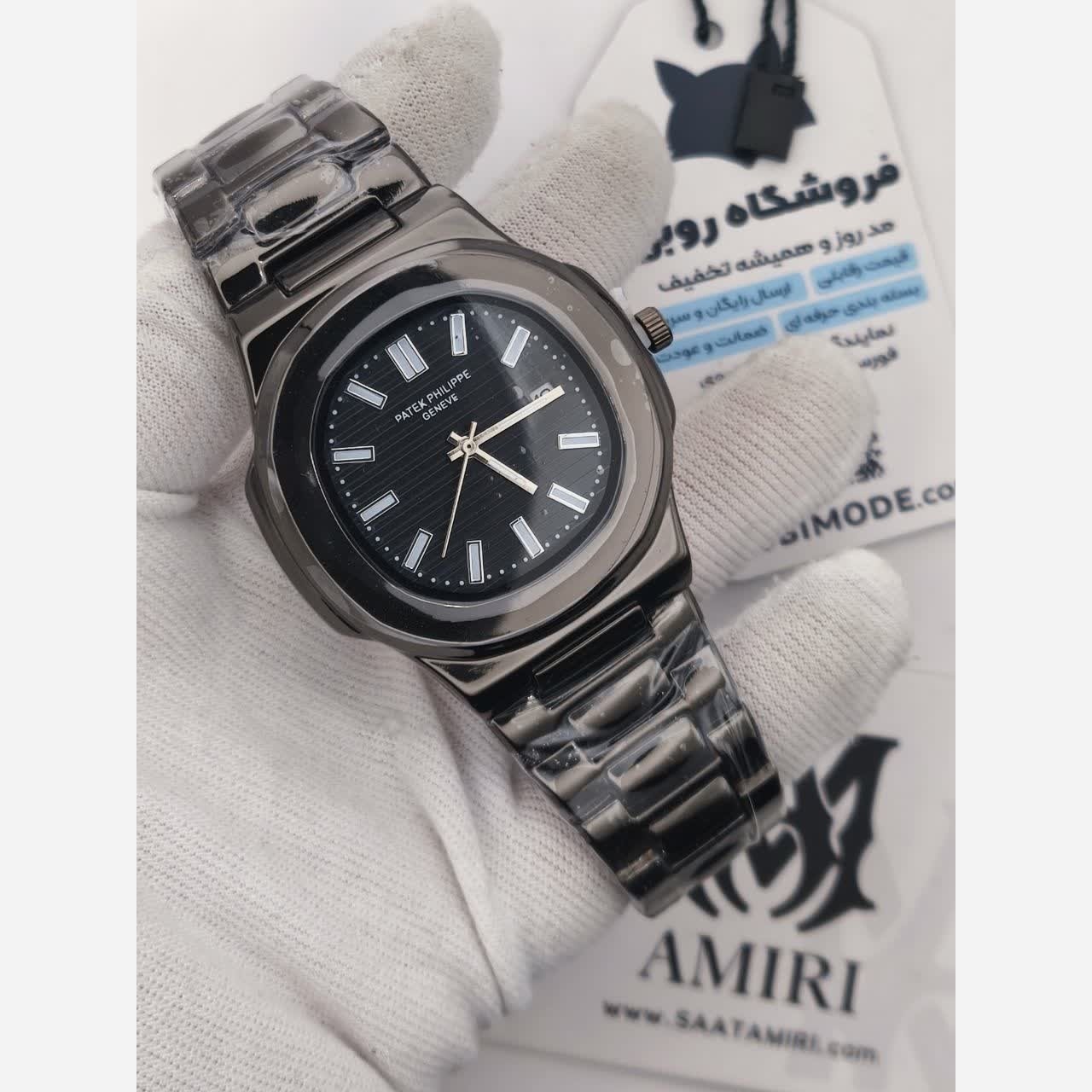 ساعت مچی عقربه ای مردانه پتک فیلیپ PATEKPHILIPPE فول مشکی
