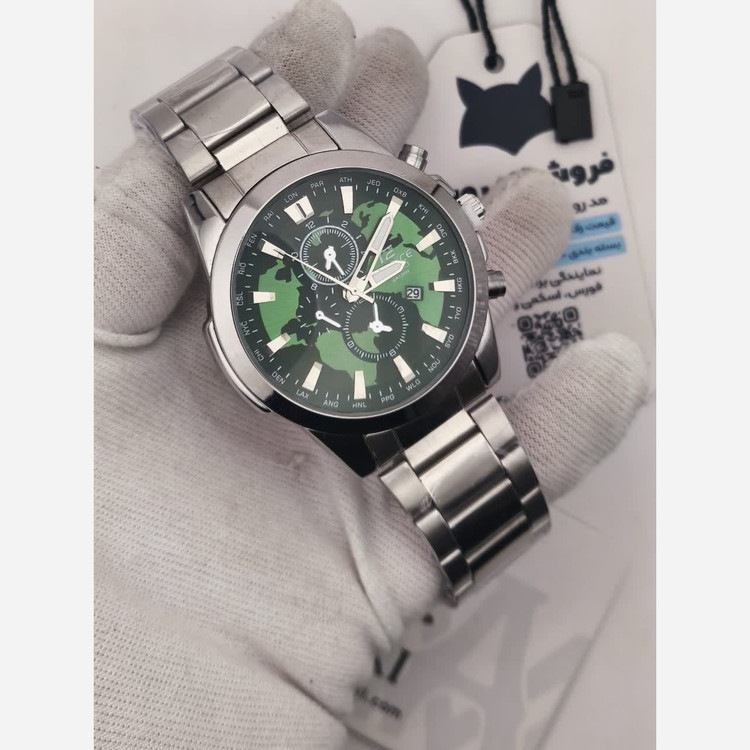 ساعت مچی مردانه کاسیو CASIO EDIFICE موتور ژاپن صفحه سبز دور نقره ای