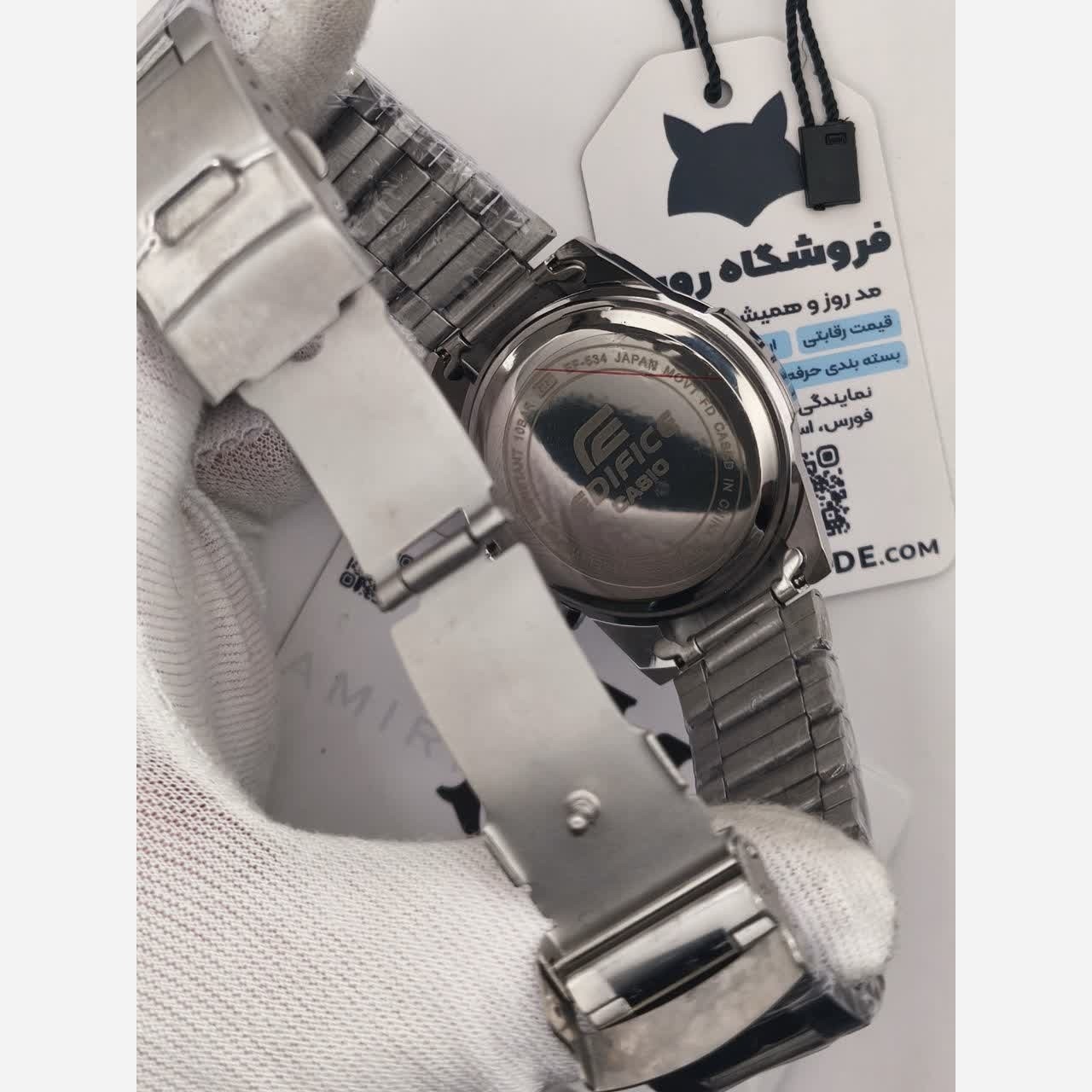 ساعت مچی مردانه کاسیو CASIO EDIFICE موتور ژاپن صفحه سبز دور نقره ای