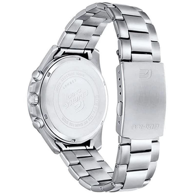 ساعت مچی مردانه کاسیو CASIO EDIFICE موتور ژاپنی صفحه آبی دور مشکی