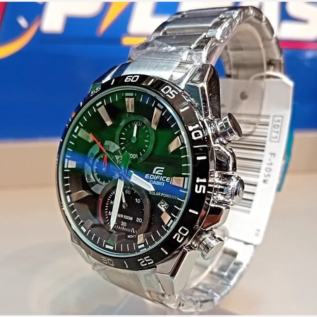 ساعت مچی مردانه کاسیو CASIO EDIFICE موتور ژاپنی صفحه سبز دور مشکی