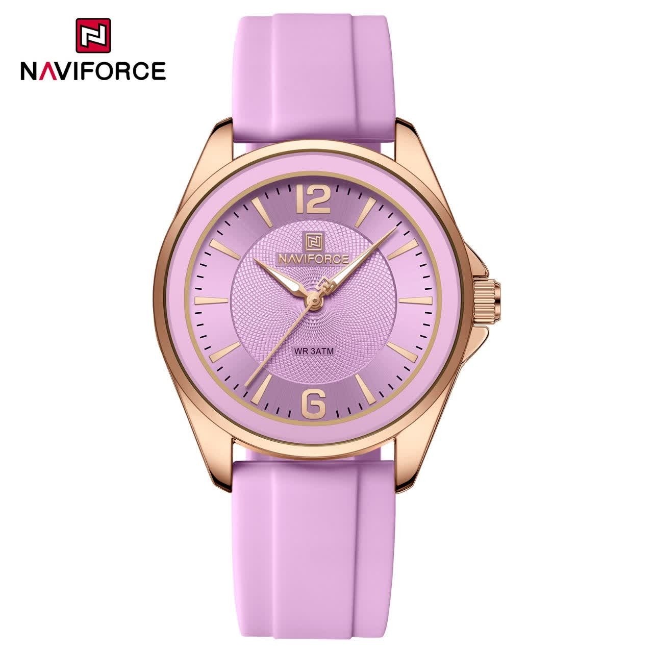 ساعت مچی عقربه ای زنانه نیوی فورس NAVIFORCE مدل Nf5068 بنفش کمرنگ