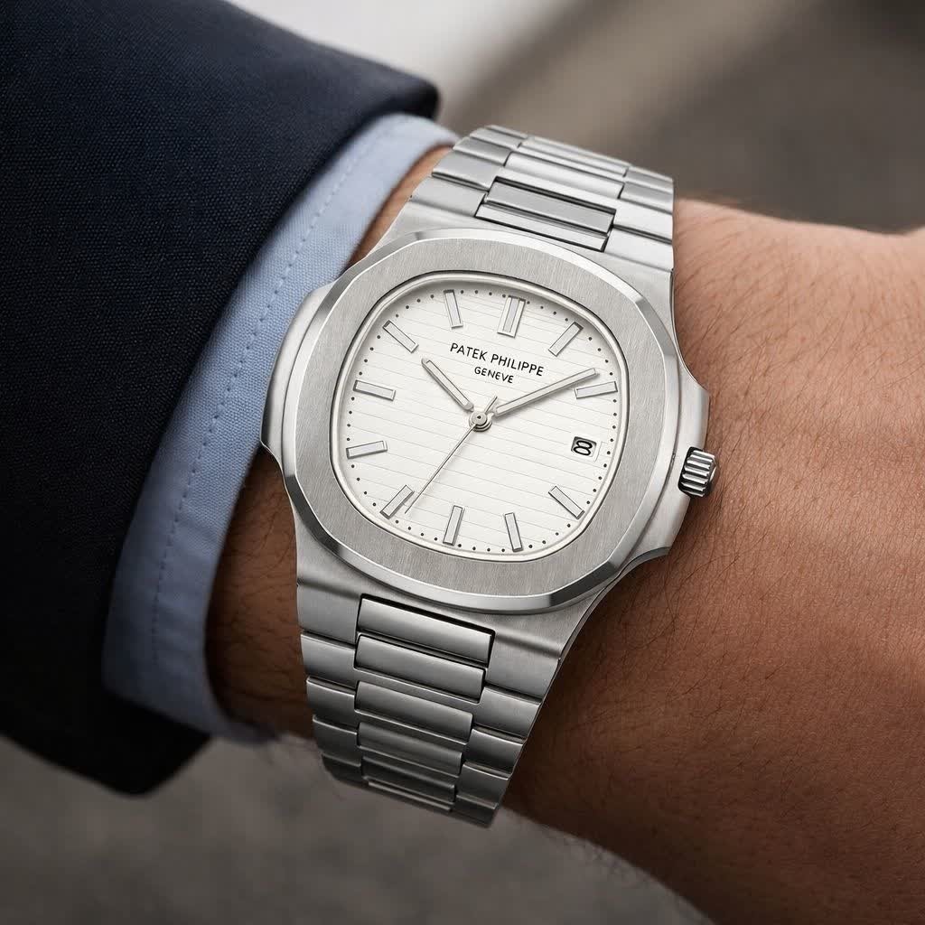 ساعت مچی عقربه ای مردانه پتک فیلیپ PATEK PHILPPE قفل مخفی صفحه سفید