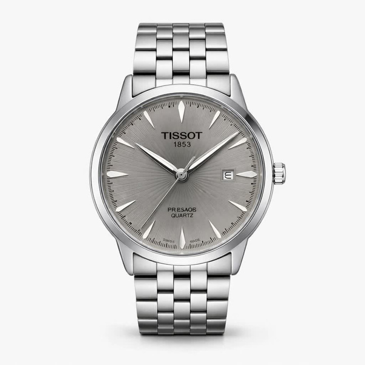ساعت مچی کوارتز مردانه تیسوت TISSOT ارجینال قفل مخفی صفحه طوسی