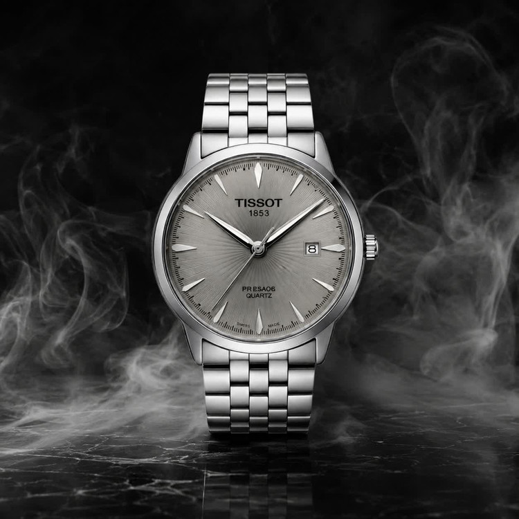ساعت مچی کوارتز مردانه تیسوت TISSOT ارجینال قفل مخفی صفحه طوسی