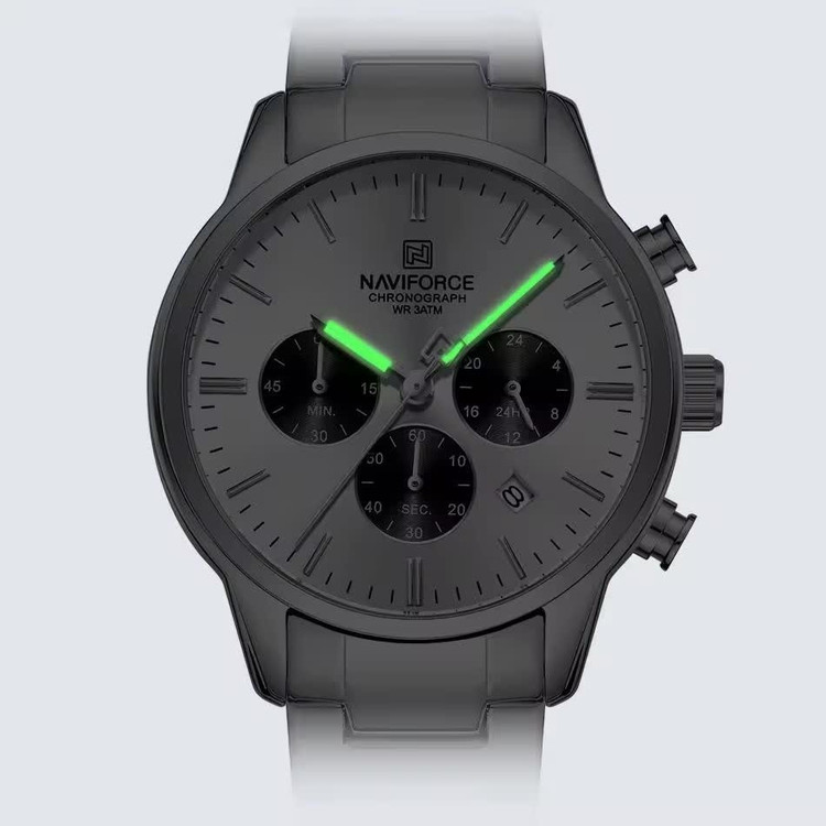 ساعت مچی کرنوگراف مردانه نیوی فورس NAVIFORCE مدل Nf8076 موتور ژاپن صفحه سفید