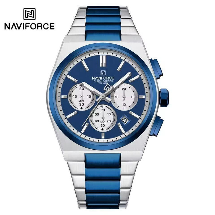 ساعت مچی کرنوگراف مردانه نیوی فورس NAVIFORCE مدل Nf8048 موتور ژاپن آبی