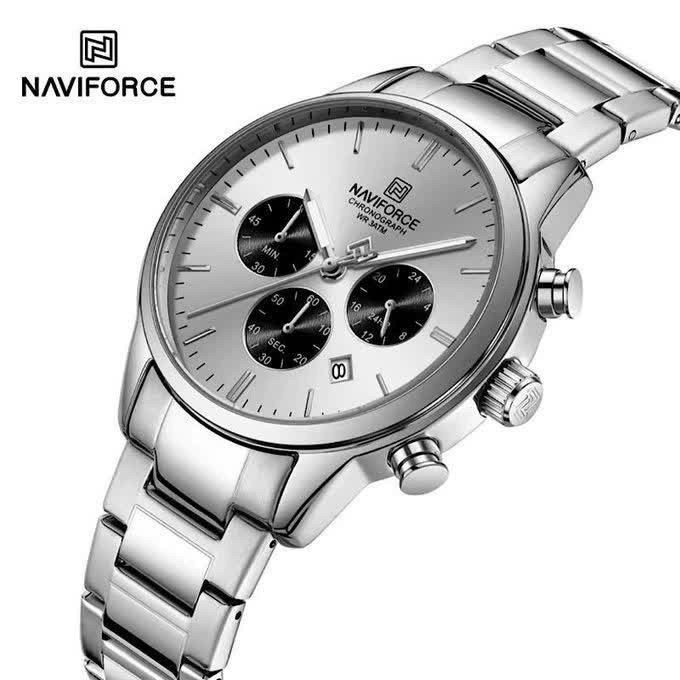 ساعت مچی کرنوگراف مردانه نیوی فورس NAVIFORCE مدل Nf8076 موتور ژاپن صفحه سفید