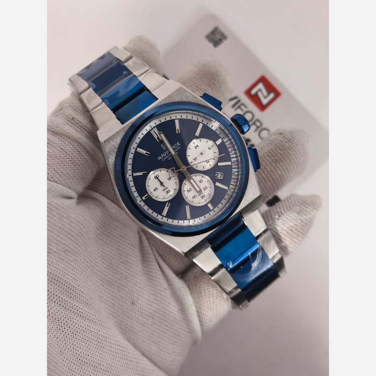 ساعت مچی کرنوگراف مردانه نیوی فورس NAVIFORCE مدل Nf8048 موتور ژاپن آبی