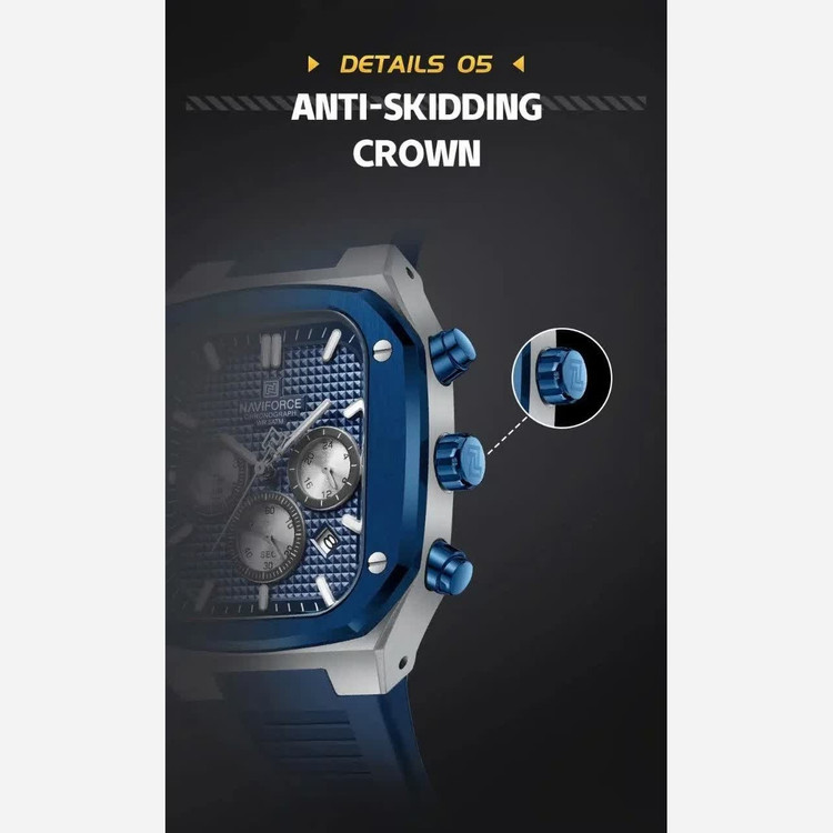 ساعت مچی کرنوگراف مردانه نیوی فورس NAVIFORCE مدل Nf8037 ژاپن سرمه ای