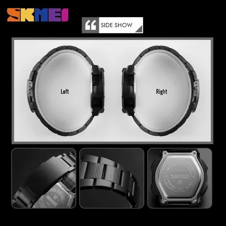 ساعت مچی مردانه عقربه ای و دیجیتال اسکمی SKMEI مدل 1370 نقره ای