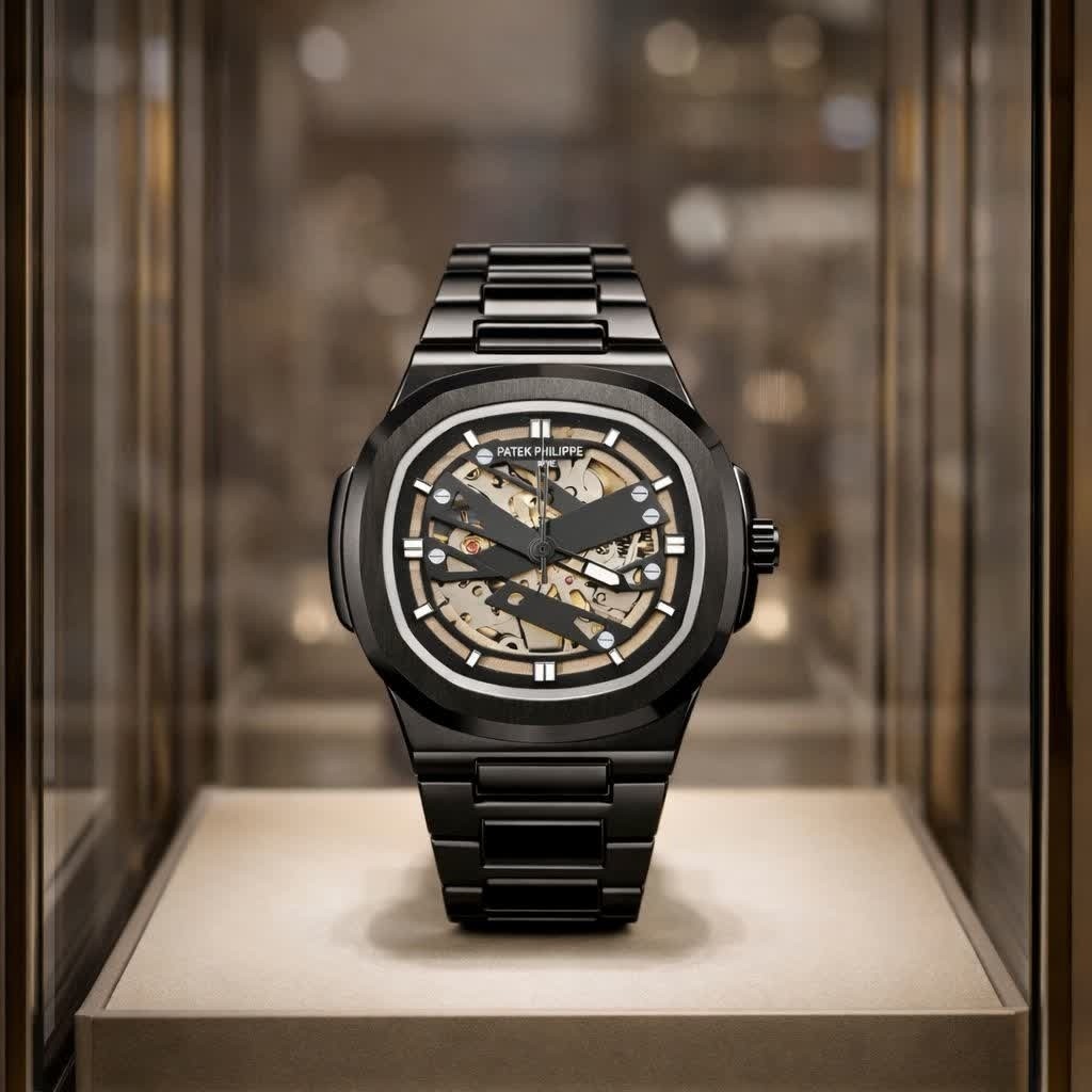 ساعت مچی اتوماتیک مردانه پتک فیلیپ PATEK PHILPPE مشکی مربع قفل مخفی